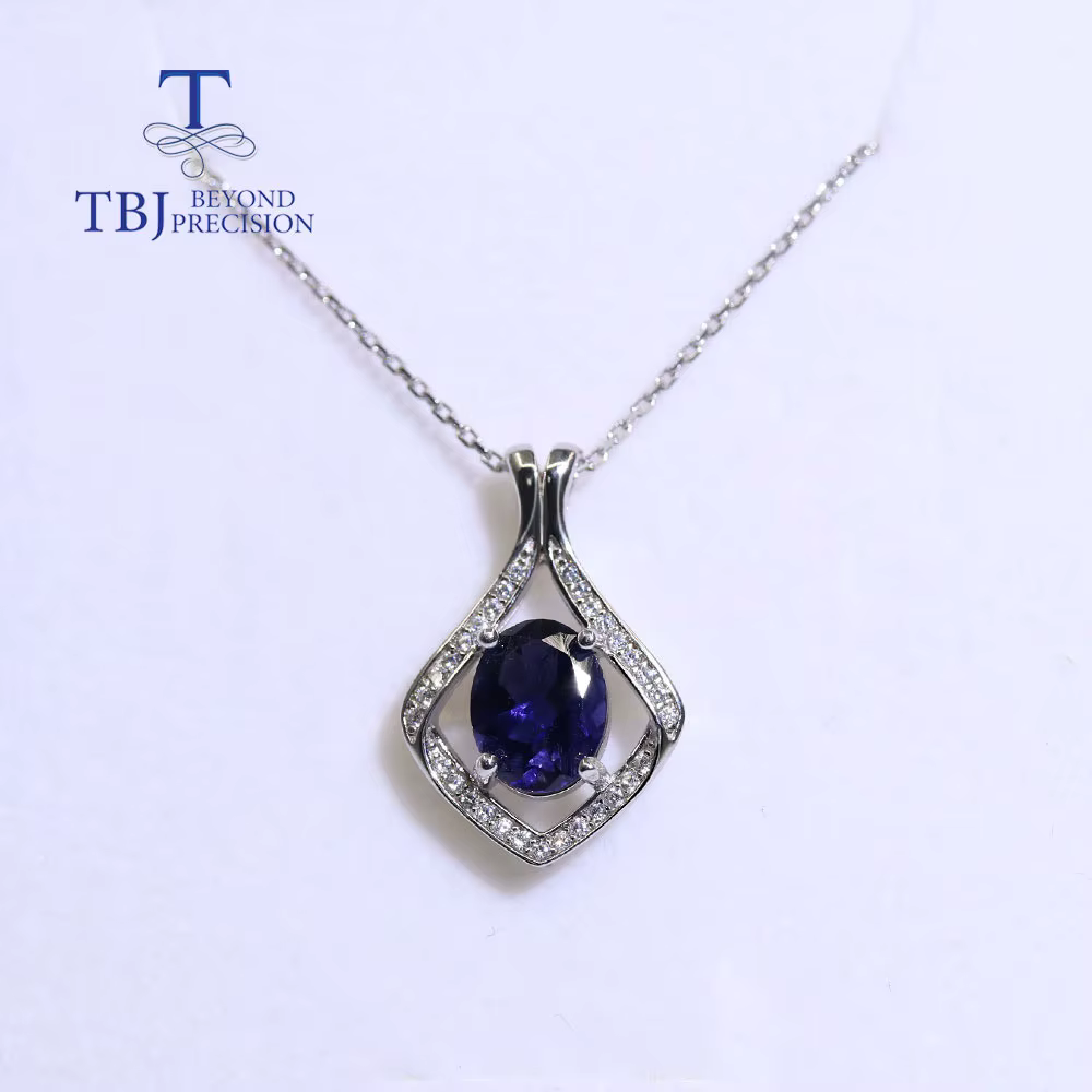 Collier de pierres précieuses en argent 925 pour femme