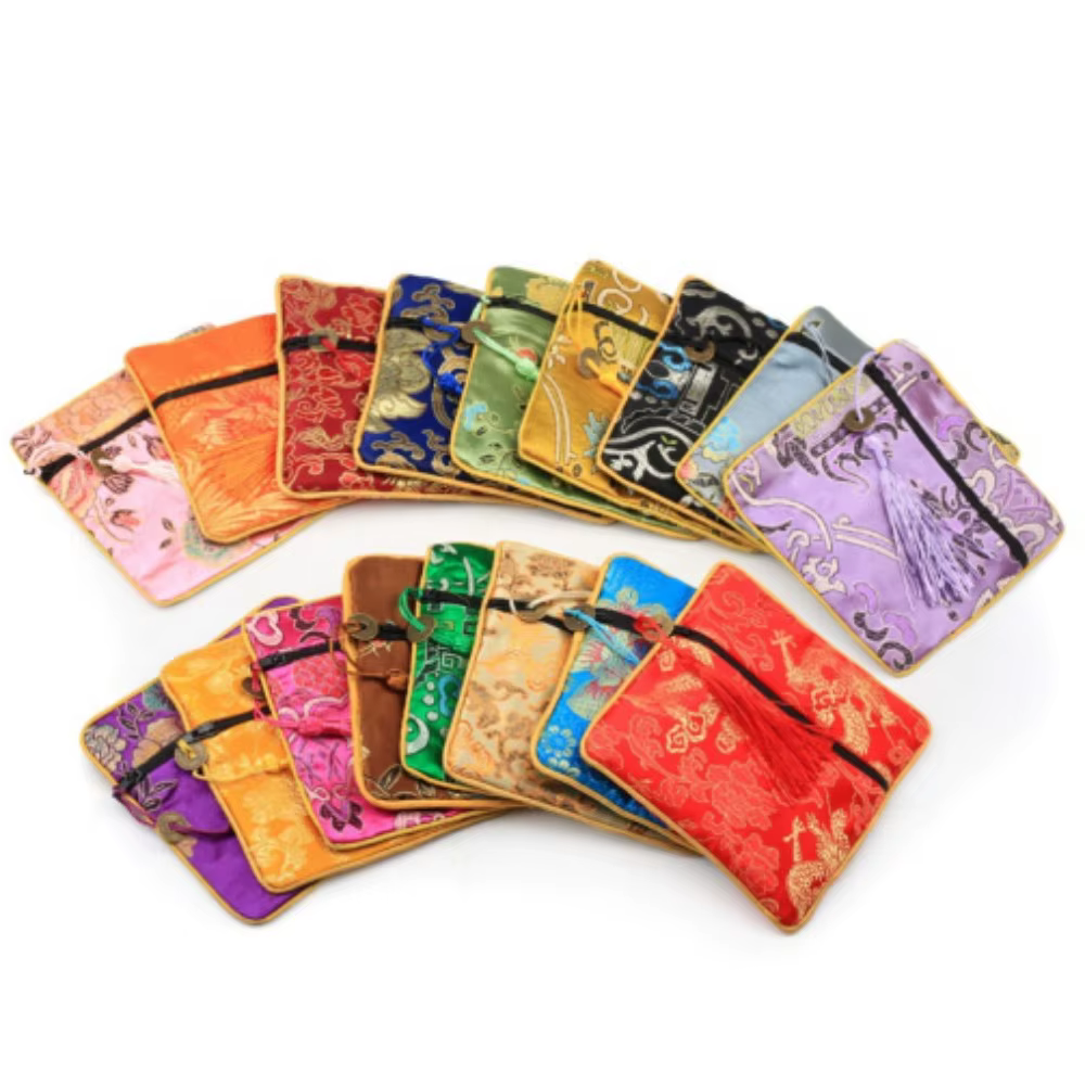 Sac à bijoux en brocart chinois fait à la main