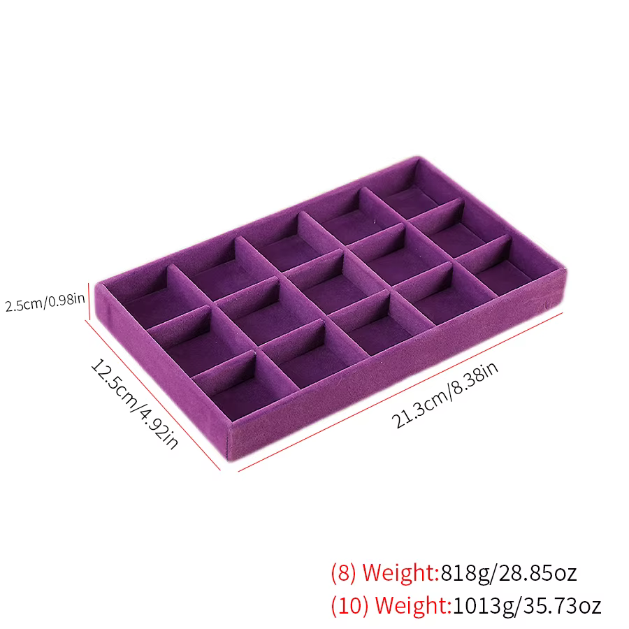 1 pièce, plateau à bijoux floqué, couleur: violet