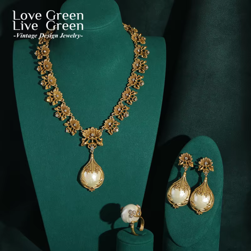 Ensemble de bijoux collier de perles d'eau douce de Style Baroque pour femmes