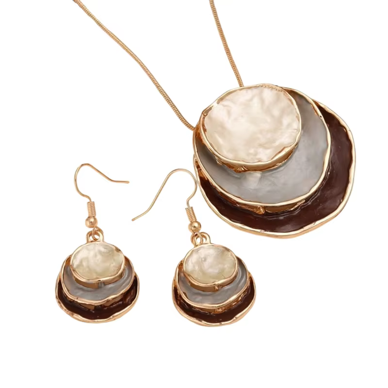 A52E Collier pendentif à fleurs à mode boucles d'oreilles définissent une texture en alliage présente pour les femmes