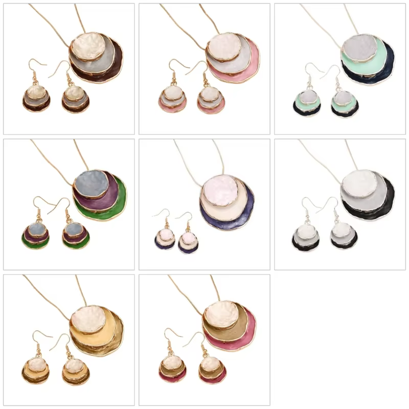 A52E Collier pendentif à fleurs à mode boucles d'oreilles définissent une texture en alliage présente pour les femmes