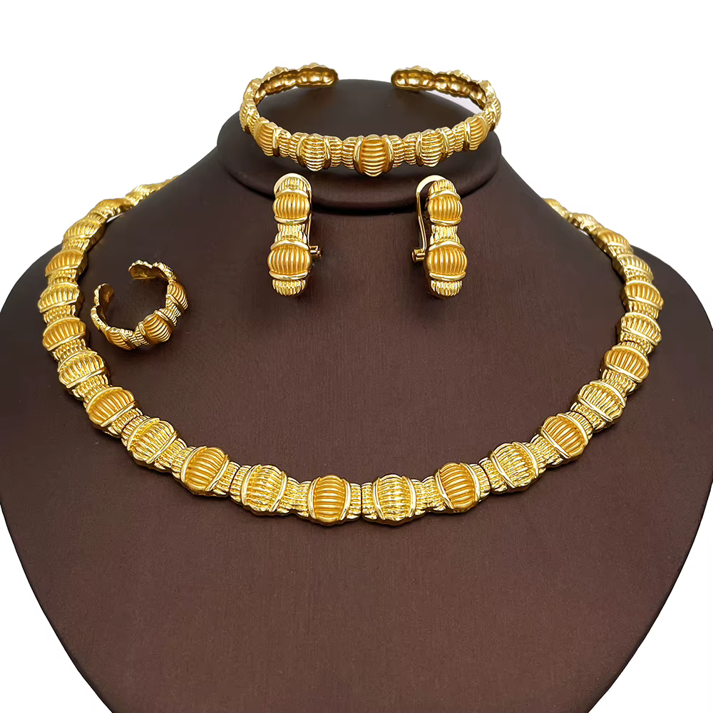 Ensemble de bijoux plaqué or 18 carats de style Dubaï pour femmes