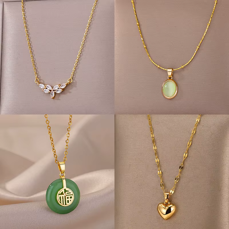 Vigne goutte d'eau Zircon acier inoxydable colliers pour femmes couleur or pendentif collier de luxe fête esthétique bijoux cadeau BFF