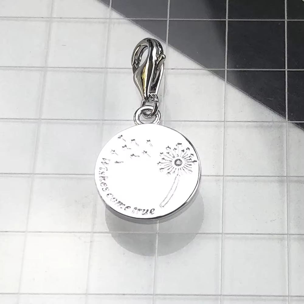 Dandelion souhaite venez vrai pendentif balancent breloque femmes bijoux fins cadeau à la mode en argent Sterling 925 véritable