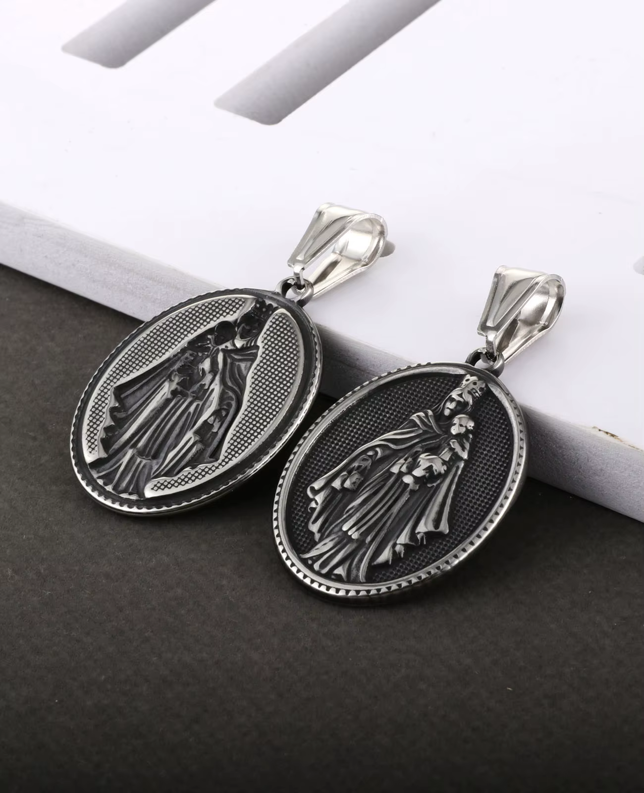 Diyalo 3 couleurs dévotions religieuses icône sainte notre dame du mont Carmel pendentif en acier inoxydable collier à faire soi-même bijoux souvenirs