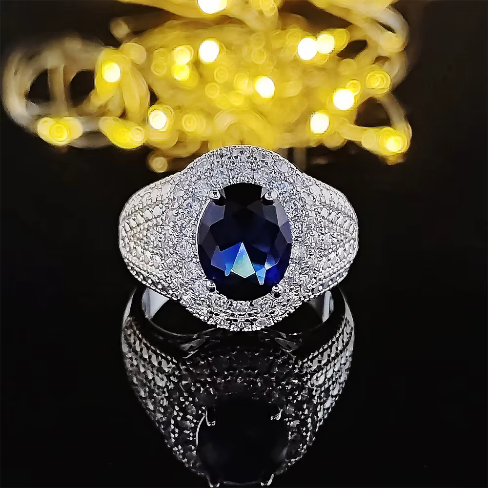 Bague de fiançailles document bleu de luxe pour femmes