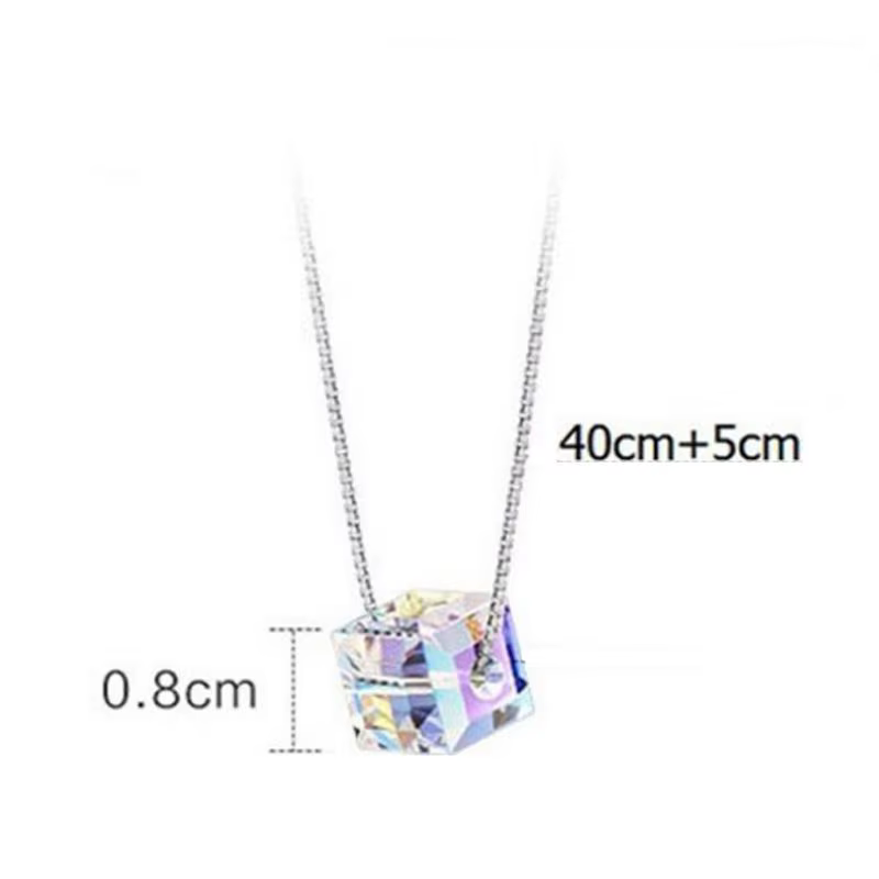 Collier pendentif en cristal carré Aurora coloré pour femme, bijoux fantaisie