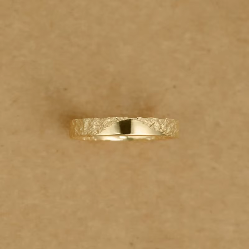 Bague à Texture martelée – Bande minimaliste en métal massif pour femmes