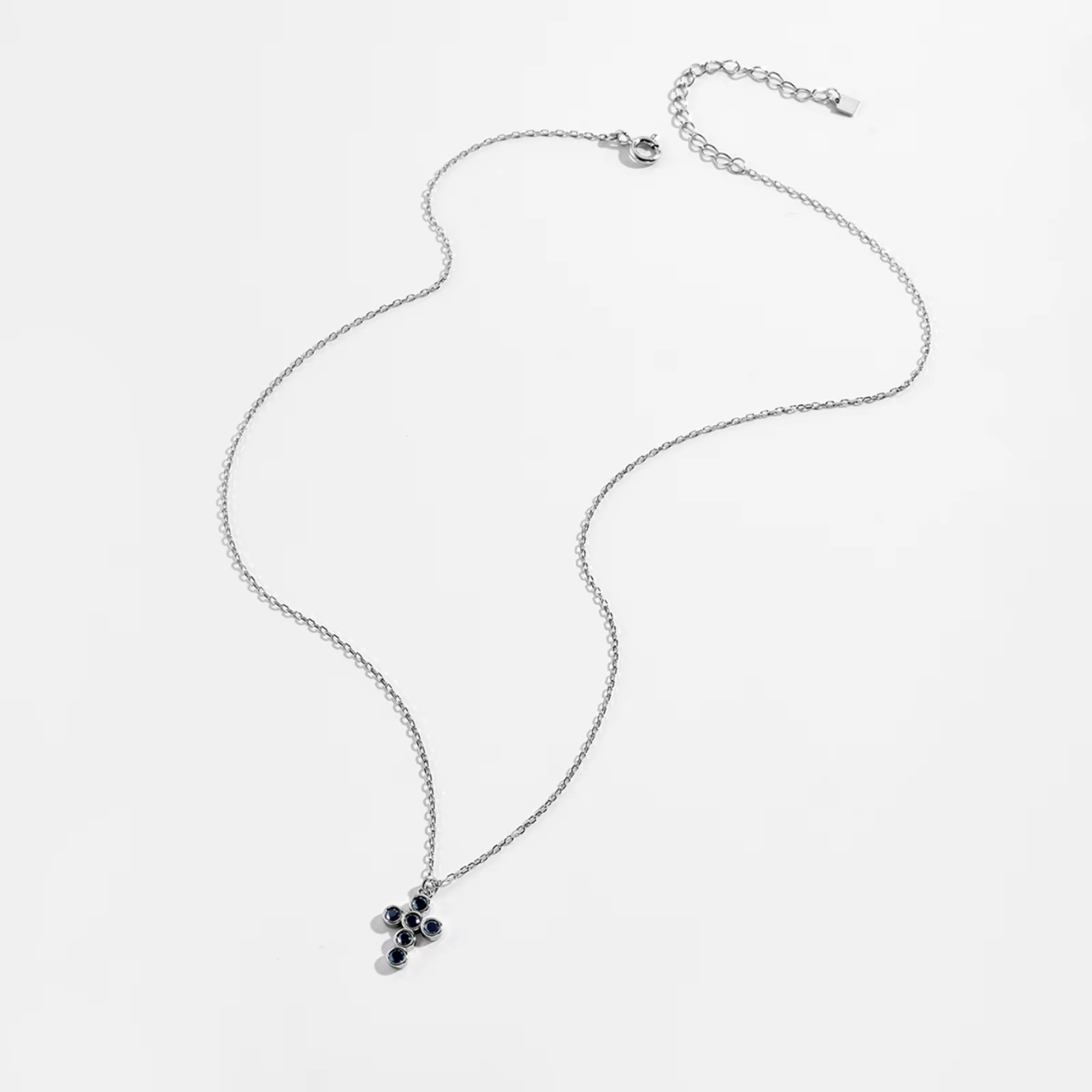 Collier en argent regardé 925 avec croix transparente pour femme