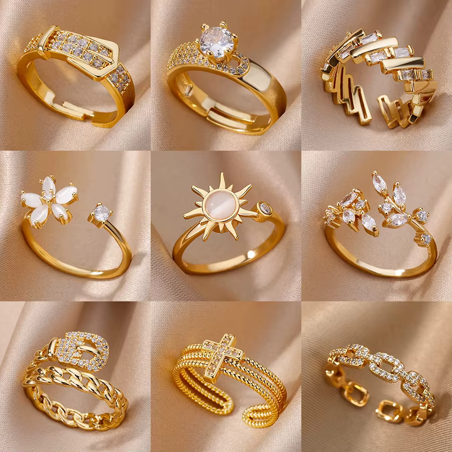 Bagues géométriques de luxe en Zircon pour femmes