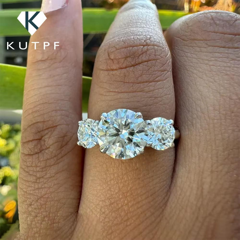 Bague de fiançailles en diamant Moissanite 4 carats avec certificats
