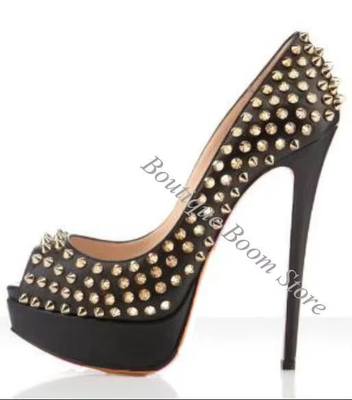 Escarpins à plateforme dorés 14 cm à talons très hauts pour femme