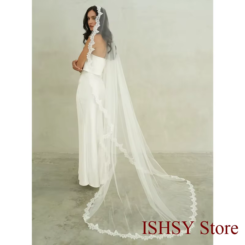 Voile de mariée en dentelle avec os