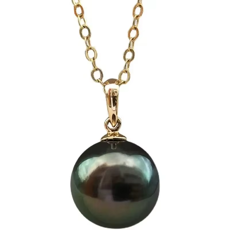 Collier pendentif en perles de verre bleu Tahiti