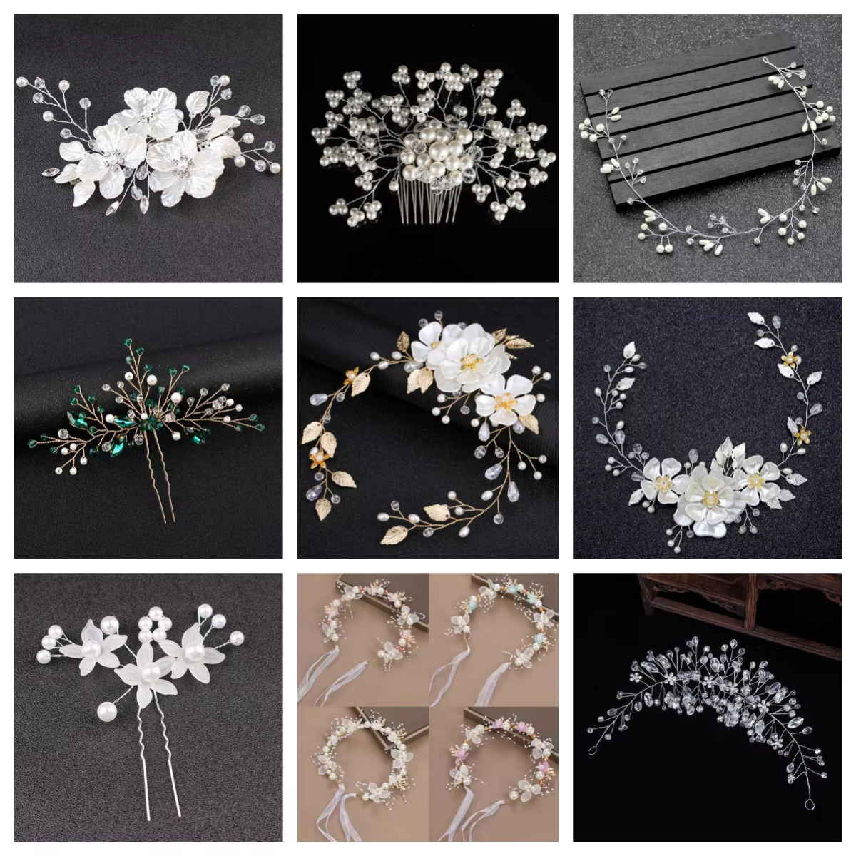 Pince à cheveux de mariée de luxe en cristal et perles