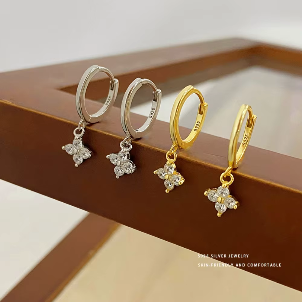 Boucles d'oreilles en forme de feuille en argent Sterling 925 pour femmes