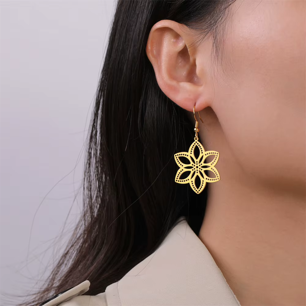 Boucles d'oreilles pendantes à fleurs éternelles
