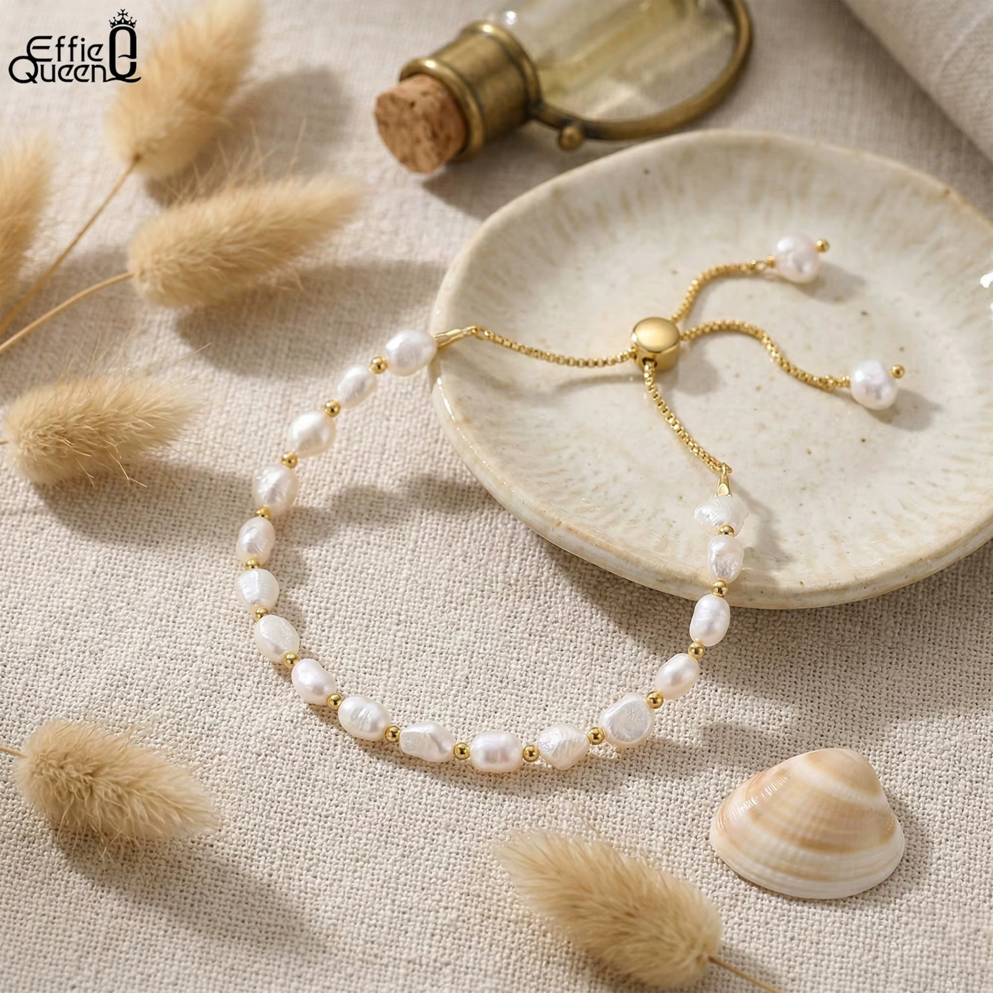 EFFIE QUEEN – Bracelet de perles baroques naturelles pour femmes