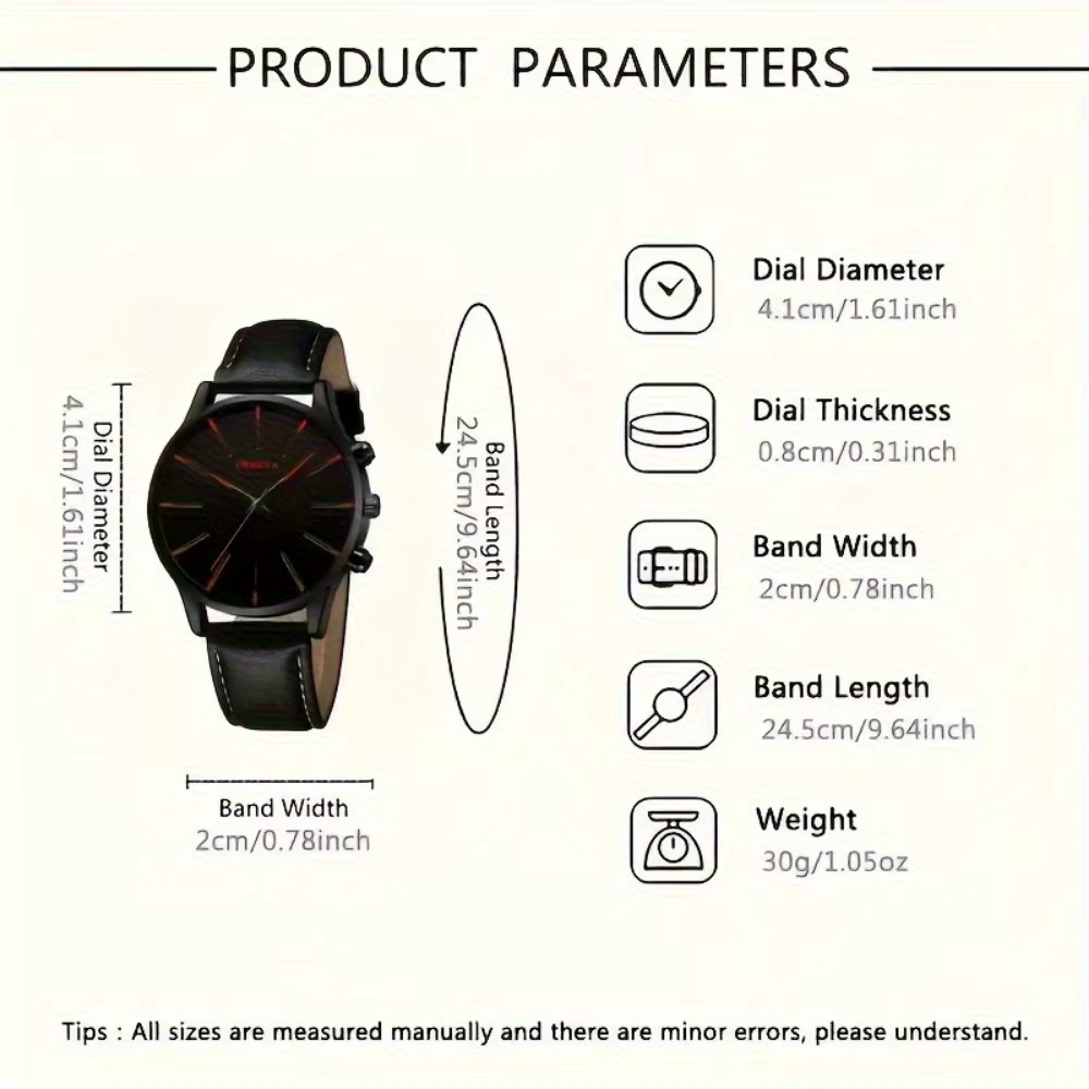 4 pièces/ensemble, montres décontractées pour hommes
