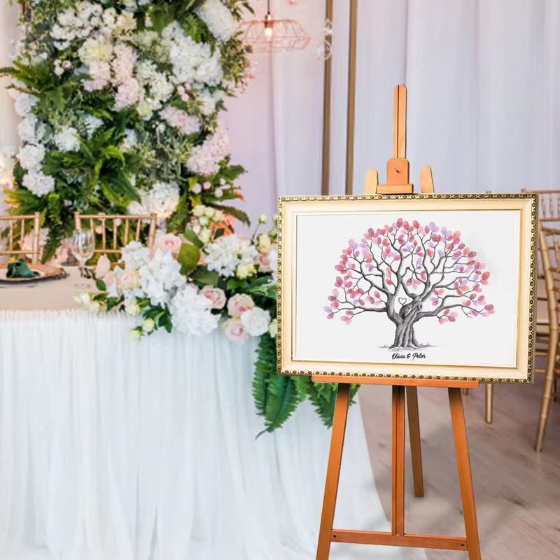 Livre d'Or de Mariage en Toile avec Arbre à Empreintes Digitales