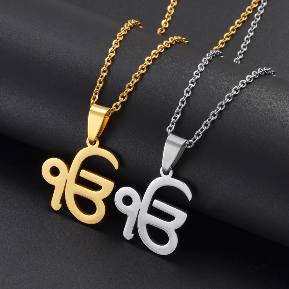 Anniyo 45CM Ik Onkar chaîne sikhisme symbole Religion Khanda pendentif colliers Sikkhi Sikh Punjab bijoux @ 327621