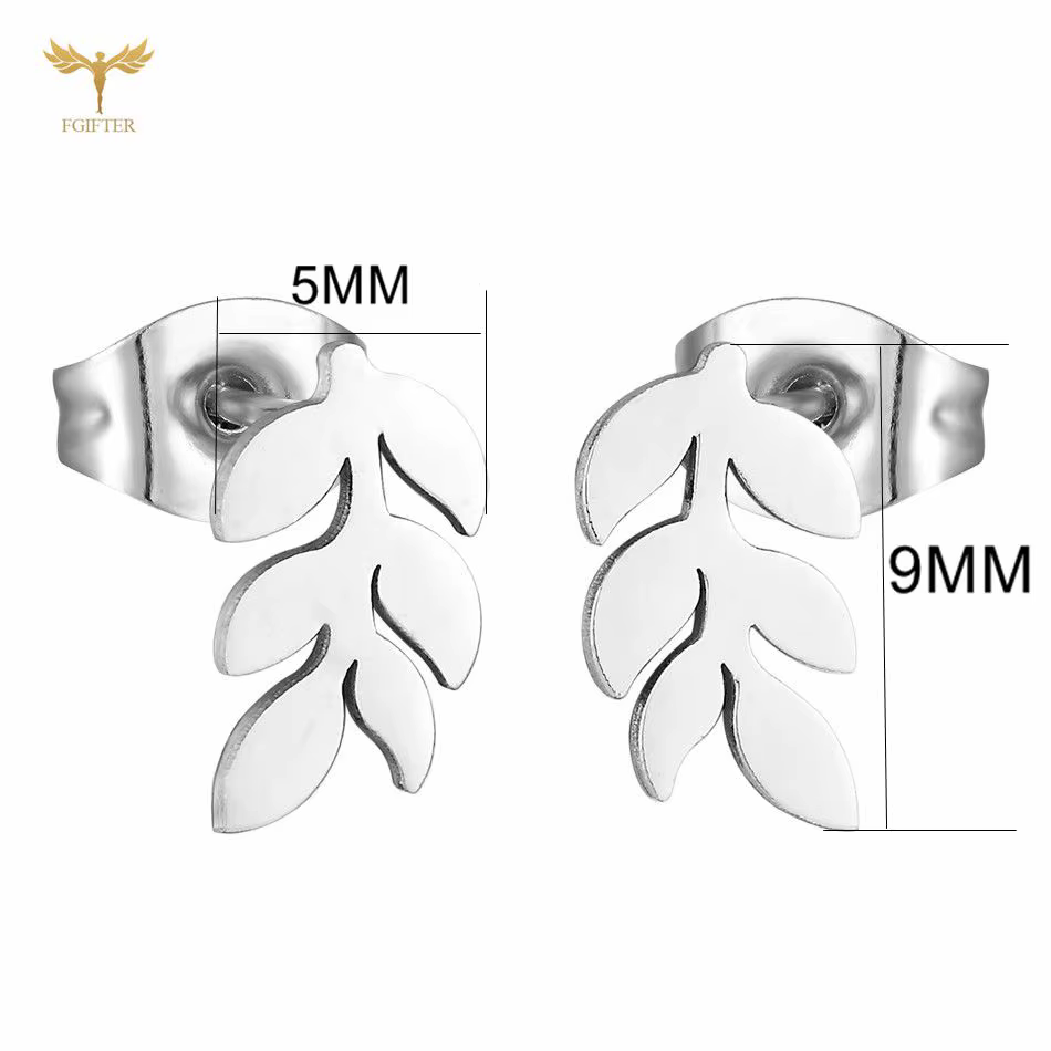 Boucles d'oreilles clous en forme de feuille