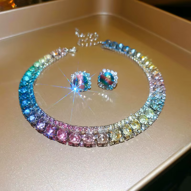LENNIK – collier et boucles d'oreilles en diamant de couleur pour femmes