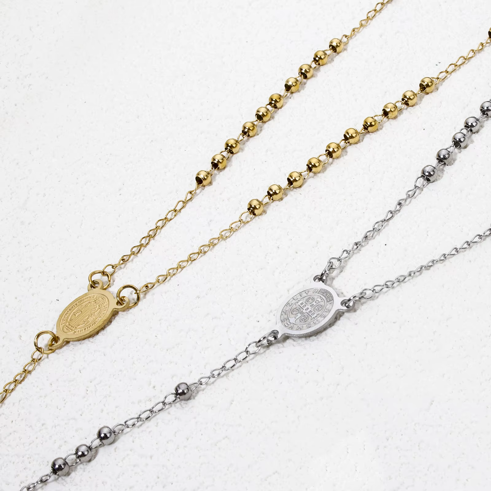 Collier chapelet de perles de prière en acier inoxydable