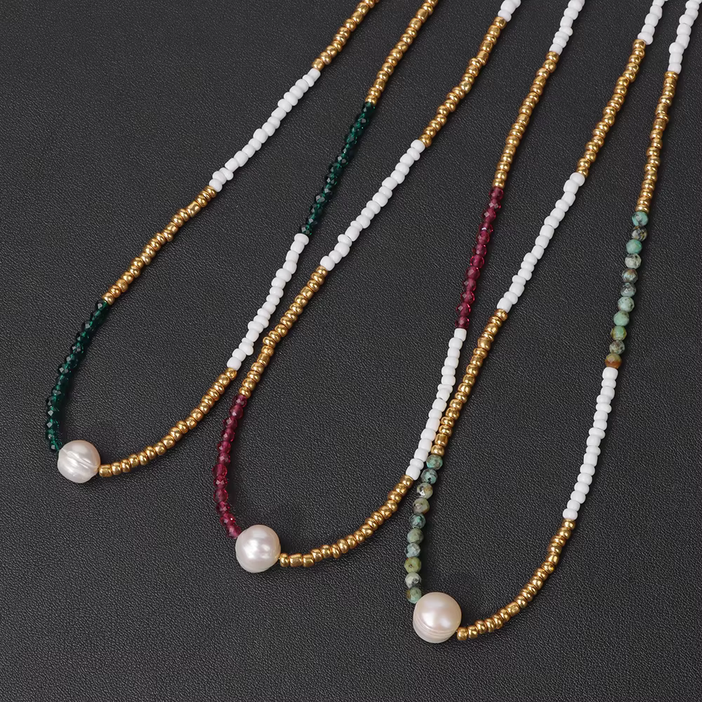 Élégant collier de perles de culture naturelles pour femme