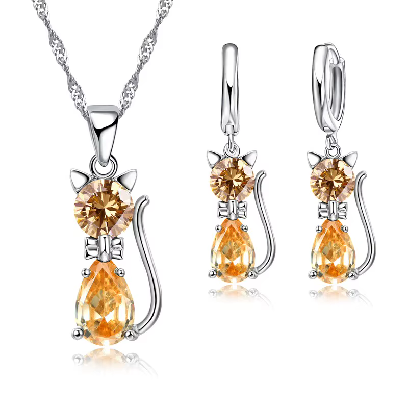 Ensembles de bijoux en argent CZ pour femmes et filles
