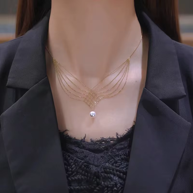 Jpacks-Colliers pendentif perle vintage pour femme