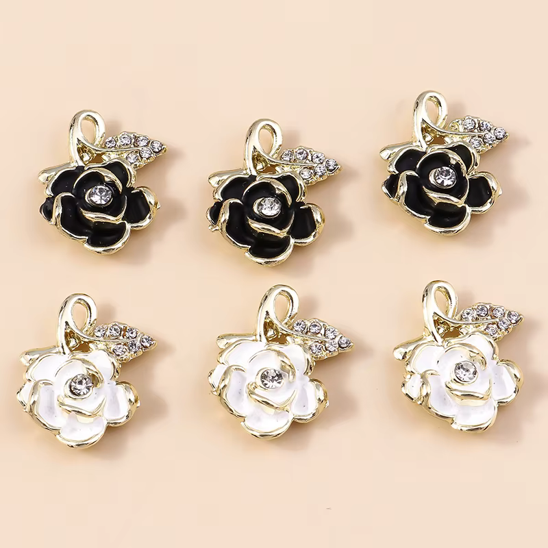 Leslie – breloques en forme de rose en cristal de couleur or