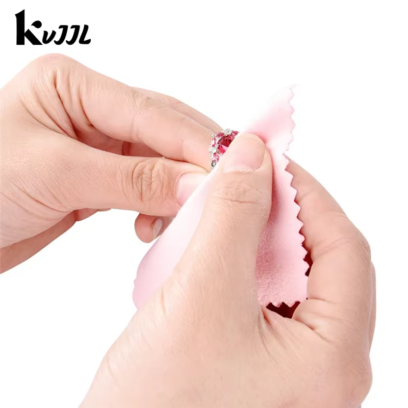 50 pcs/pack 8 cm * 8 cm bijoux polissage couleur rose tissu vernis chiffon de nettoyage soin pour 925 propre