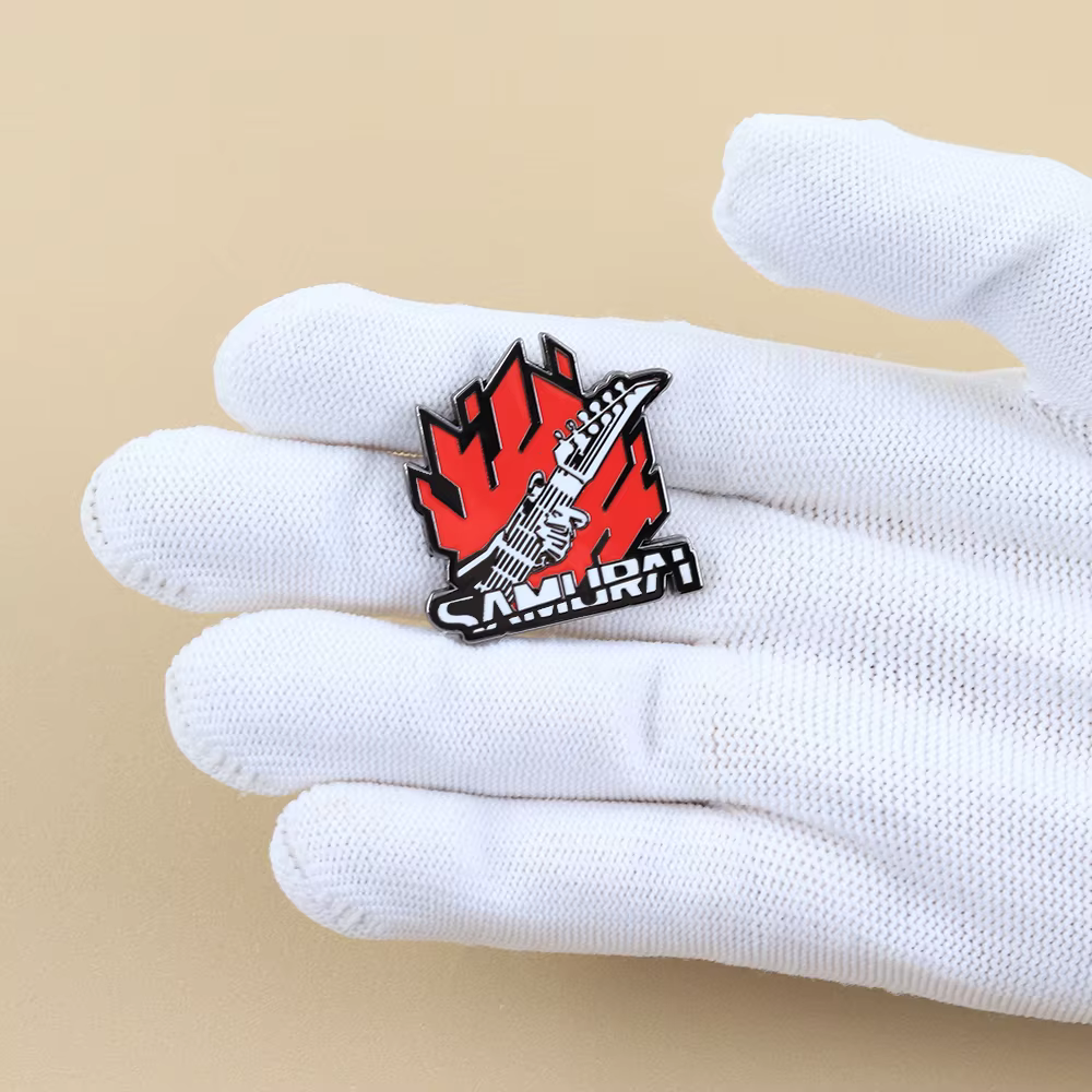 Punk 2077 samouraï-guitare Logo émail broche Anime périphérique métal épinglette accessoire de mode Fans cadeau Souvenir Collection