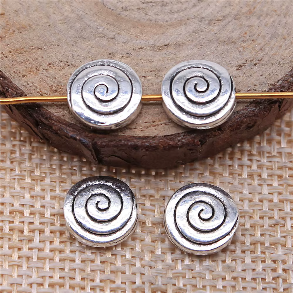 WYSIWYG 10 pièces accessoires de fabrication de bijoux bricolage artisanat Antique couleur argent 3x10mm tourbillon rond petit trou perles