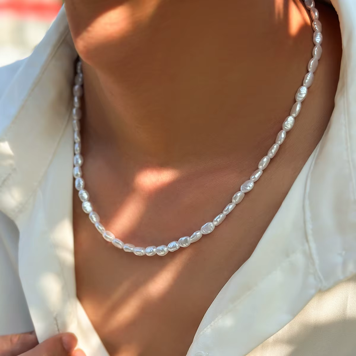 Salircon – collier ras du cou en Imitation de perles baroques simples