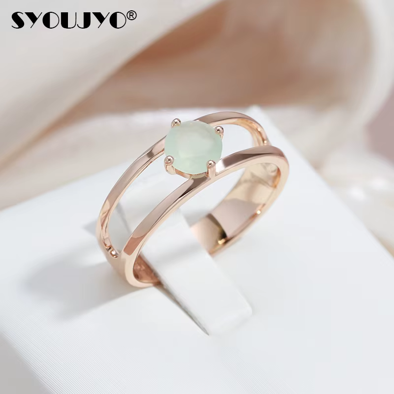 SYOUJYO – bague découpée en Zircon naturel vert émeraude pour femmes