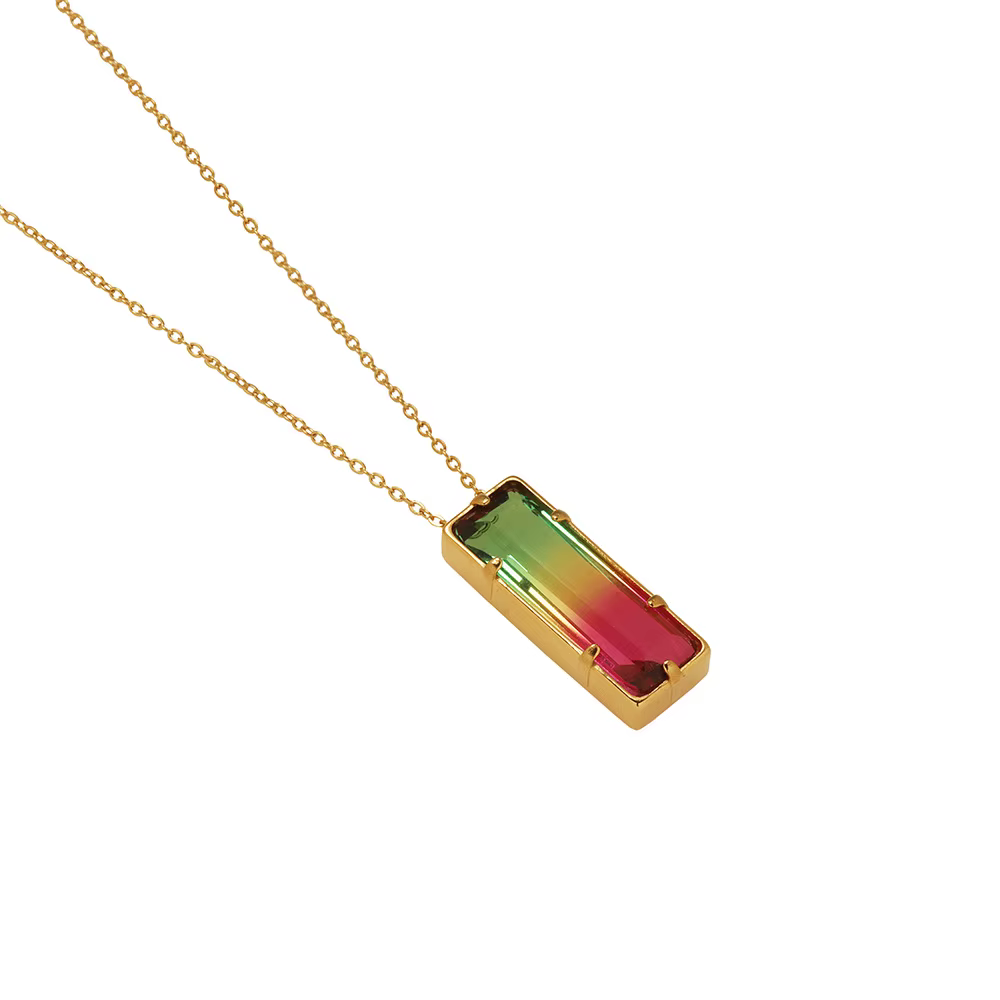 Amaiyllis lumière luxe arc-en-ciel dégradé couleur carré griffe boîte chaîne clavicule collier pendentif pour femmes bijoux