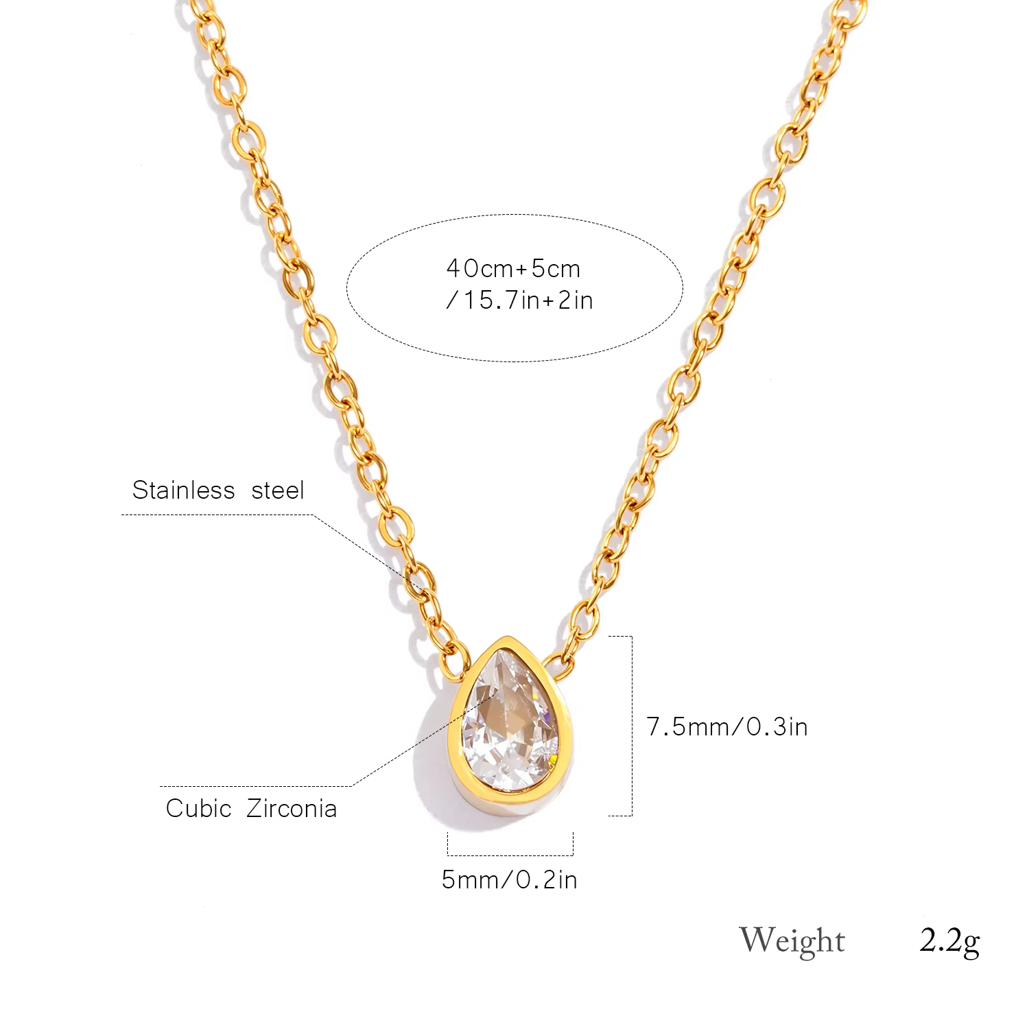 Collier goutte d'eau délicat pour femmes
