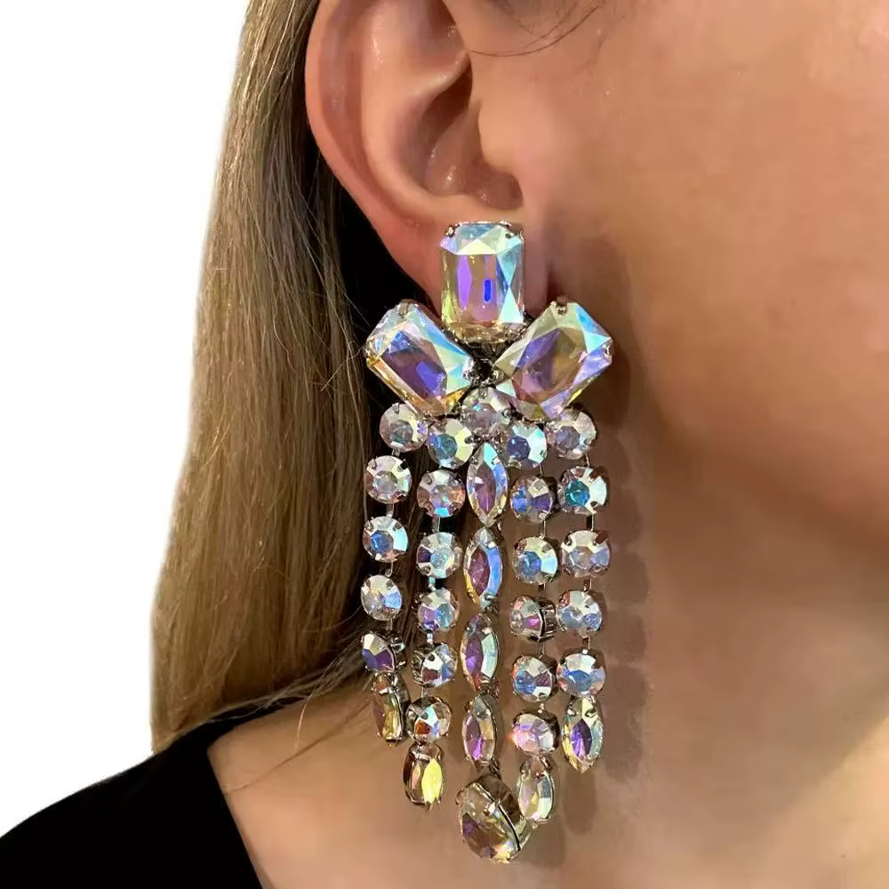 Boucles d'oreilles à pampilles en diamant d'eau coloré pour femmes