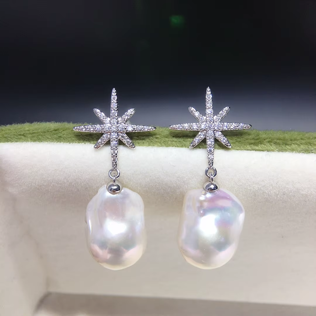 ZHBORUINI – boucles d'oreilles baroques en perles d'eau douce