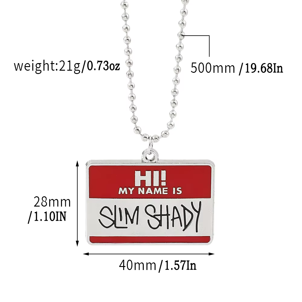 Pendentif collier Hip Hop tendance et polyvalent pour homme POTCET Eminem 2026 - Souvenir