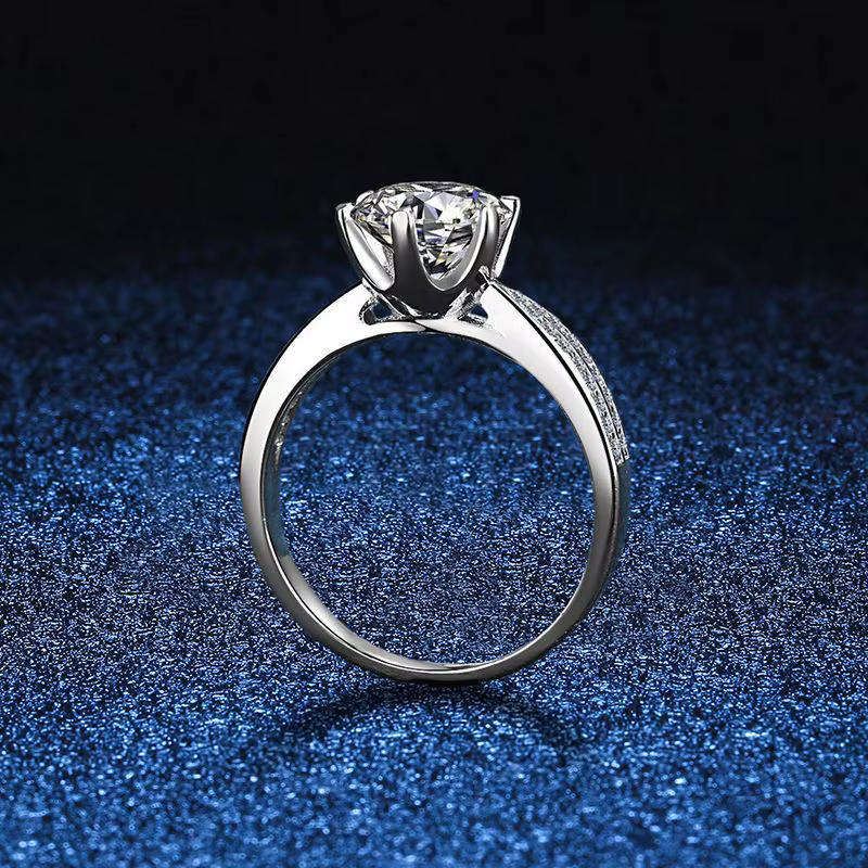 Bague de fiançailles en moissanite ronde 1CT 2CT