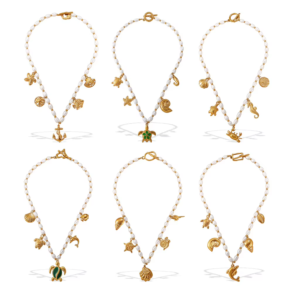 Amaiyllis Style bohème perle d'eau douce vie Marine pendentif à breloque collier bijoux pour cadeau de famille