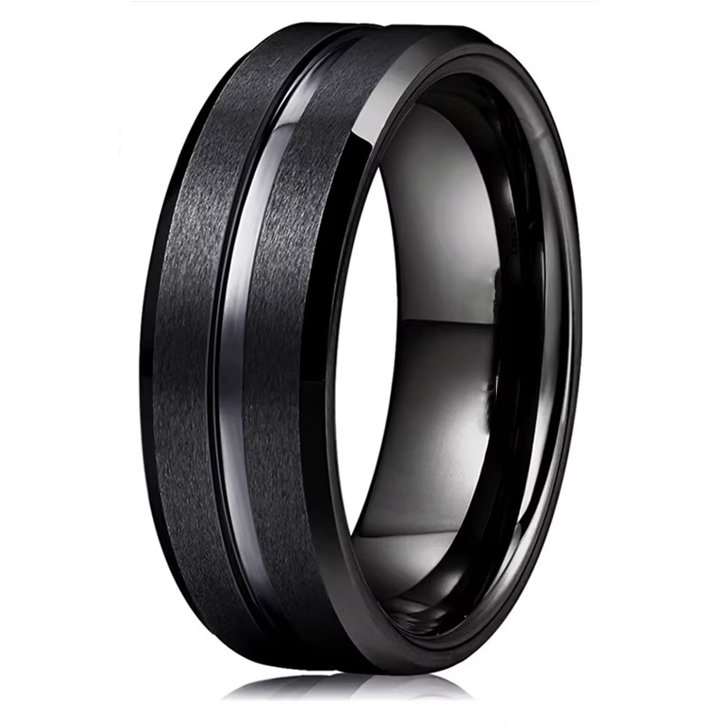Bagues de mariage en tungstène noir pour hommes