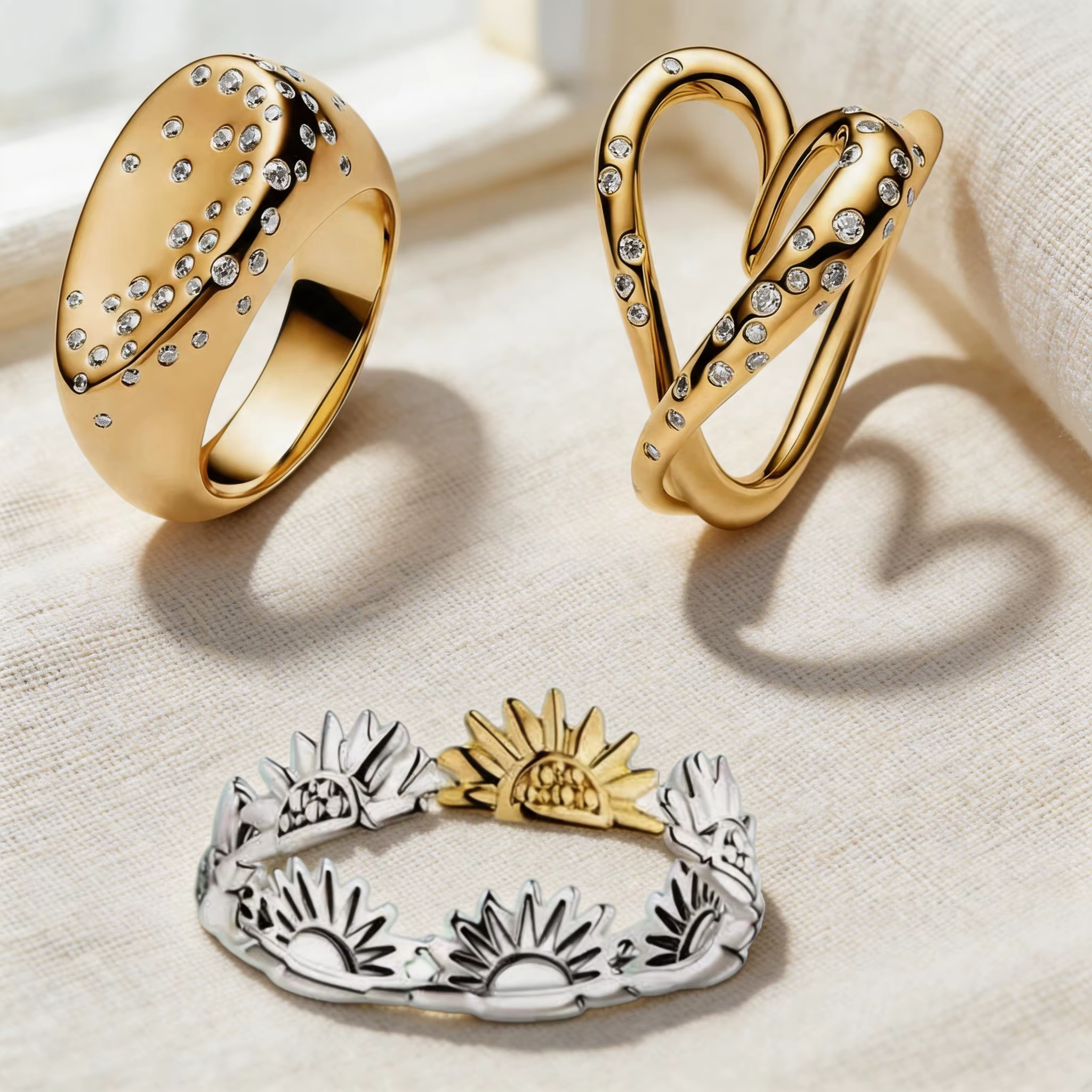 Bague en Zircon Cœur Doré Original PYUH 2026