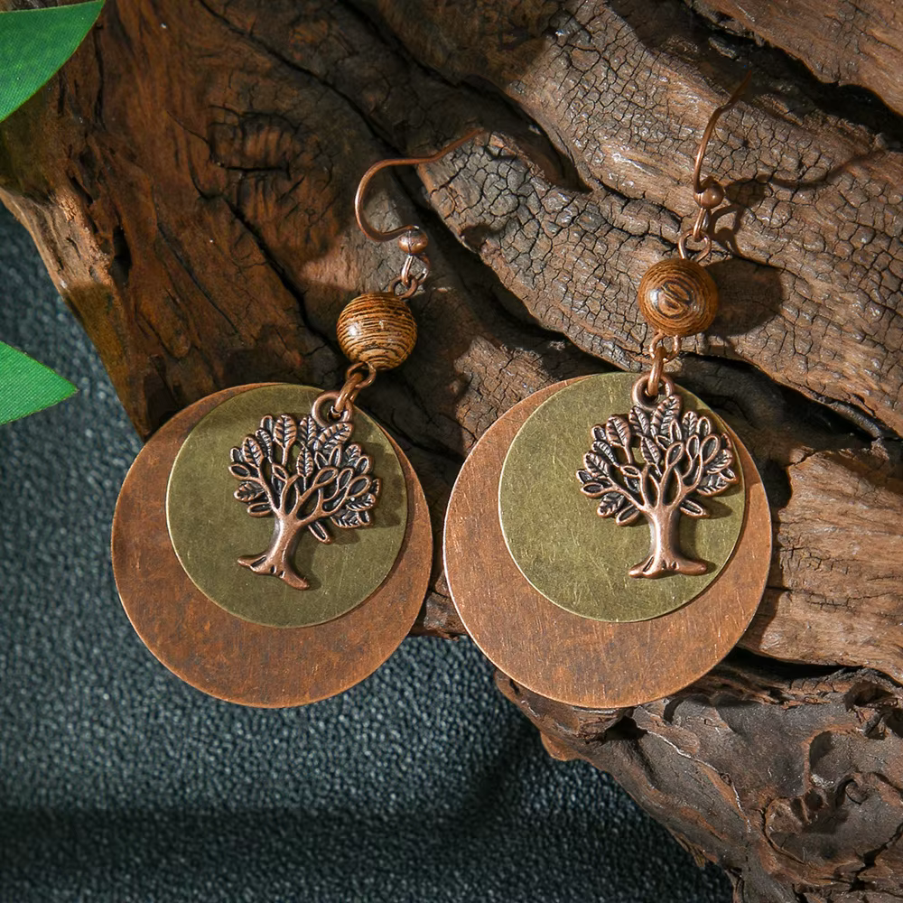 Collier et boucles d'oreilles ethnique rond pour femmes