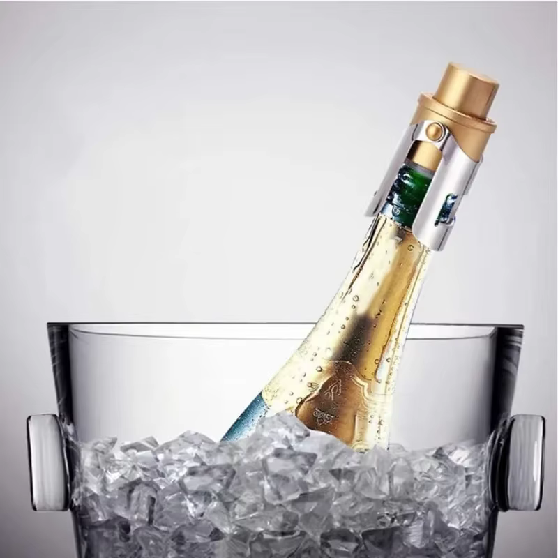 Bouchon de champagne économiseur de bouteille mousseux vin acier inoxydable pour scellé sous vide avec une pompe à pression intégrée or