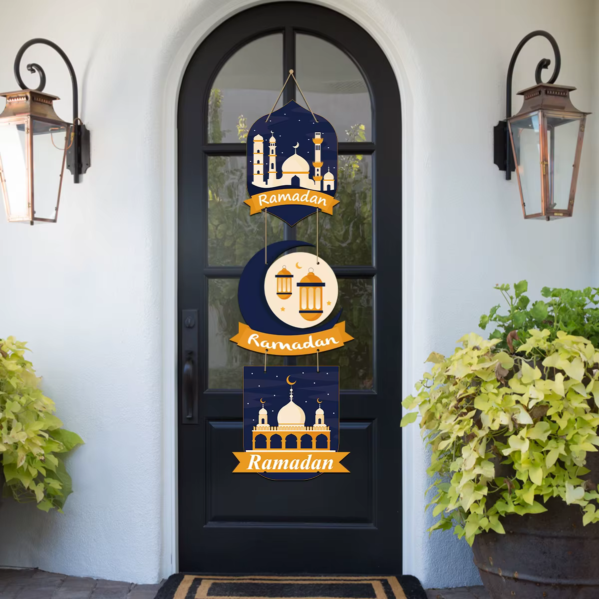 Eid Mubarak porte suspendue drapeau Kareem Ramadan décor pour la maison 2025